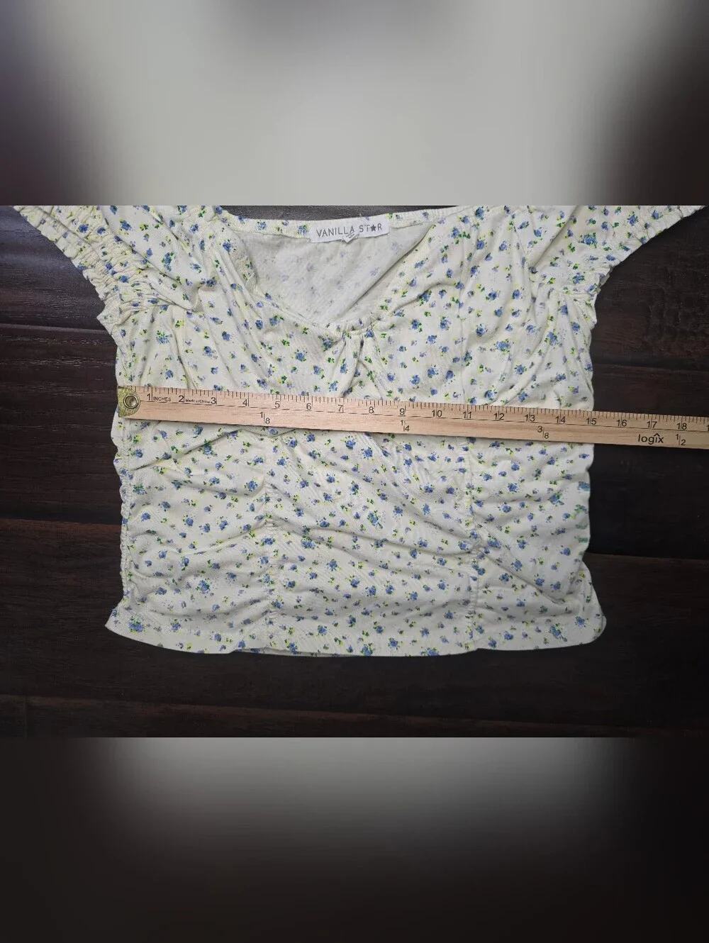 Vanilla Star Womens Floral Crop Top Short Blouse XL